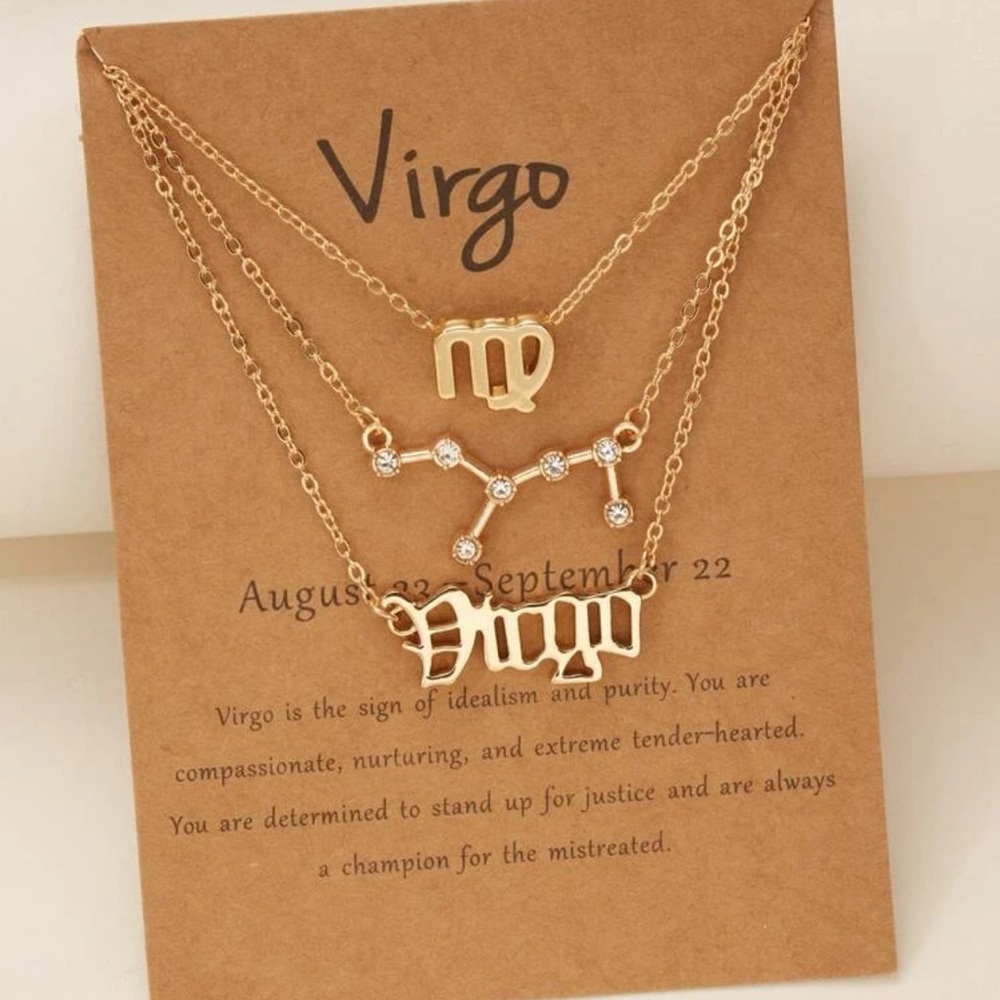 3pc Virgo Zodiac Sign Constellation Stackable Necklaces